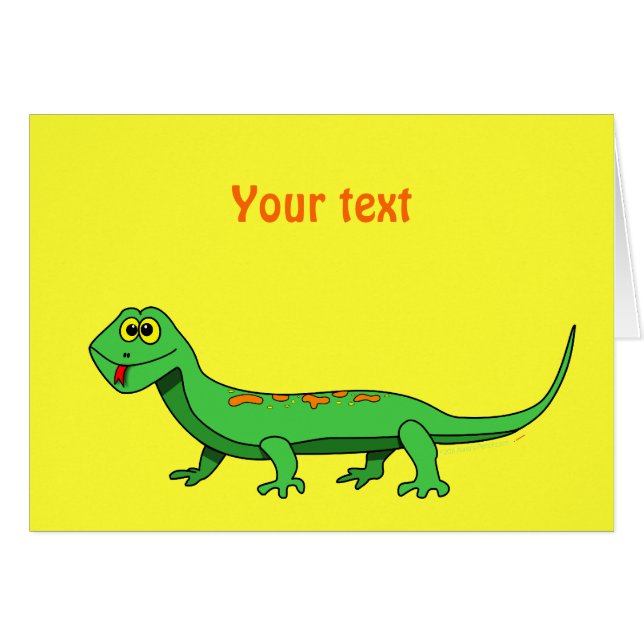 Le lézard vert mignon de bande dessinée badine le (Devant horizontal)
