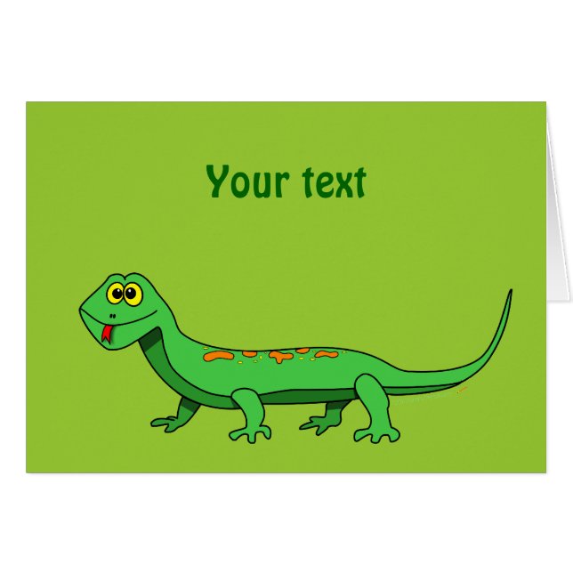 Le lézard vert mignon de bande dessinée badine le (Devant horizontal)
