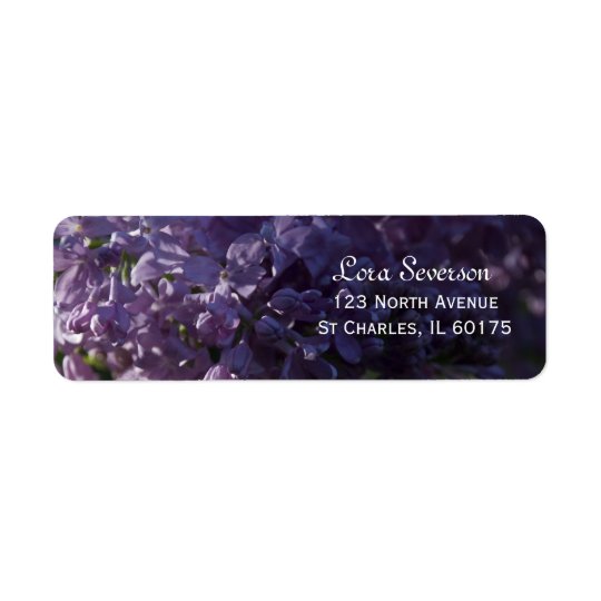 Le lilas pourpre fleurit l'adresse de retour étiquette d’adresse retour