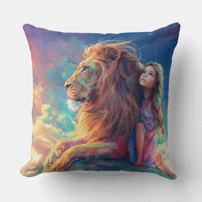 Le Lion à côté de moi - Coussin de jet pour enfant (Recto)