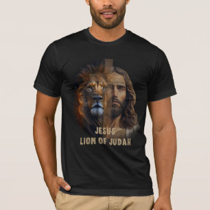 Le Lion de Juda et Croix de Jésus T-shirt noir