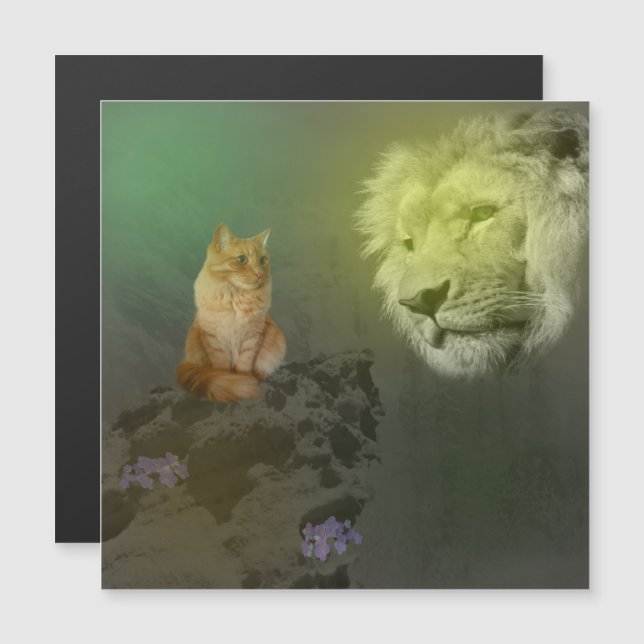 Le Lion Et Le Chat, Carte Magnétique (Devant / Derrière)