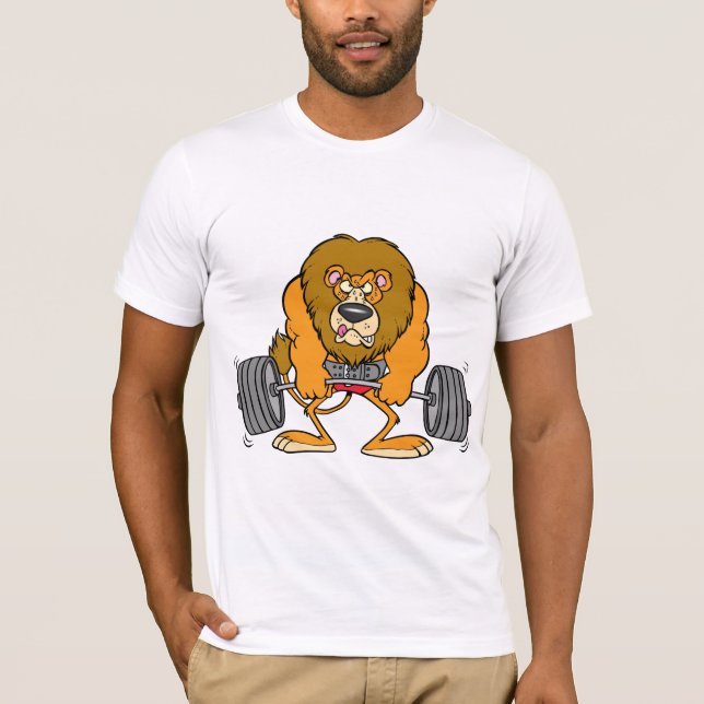 Le lion Lifing pèse le T-shirt des hommes (Devant)