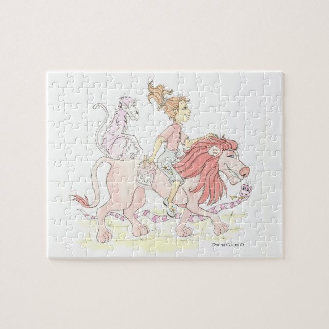 Le lion rose et les animaux roses Puzzle (Horizontal)
