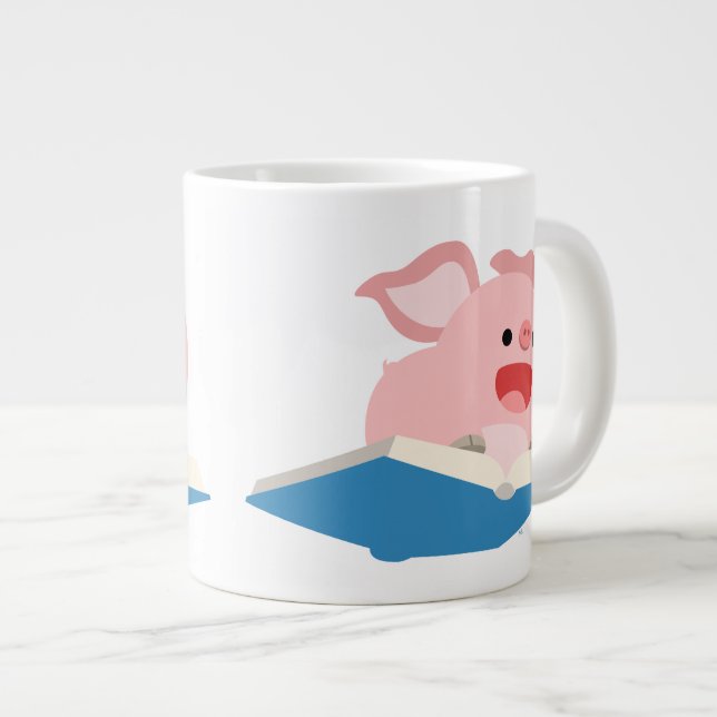 Le livre volant et le caricature Cochon Jumbo Mug (Devant droit)