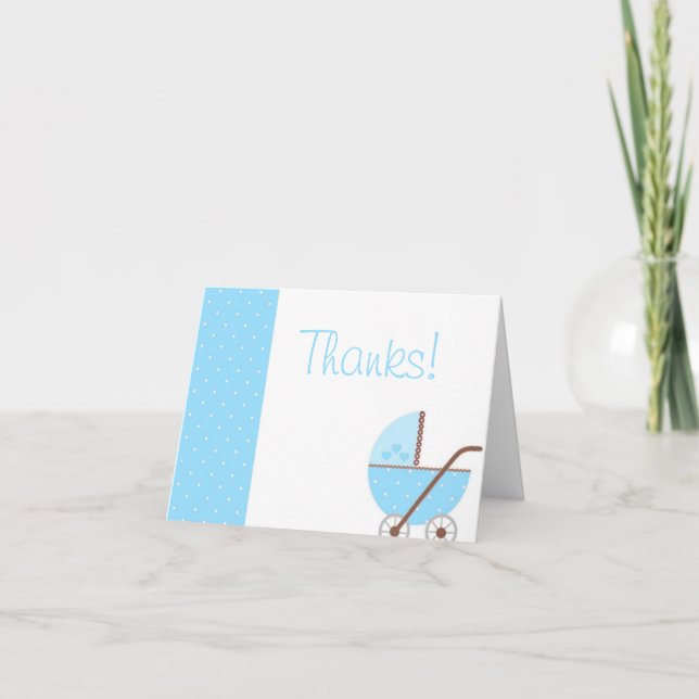 Le long est venu un Merci bleu de baby shower de (Devant)
