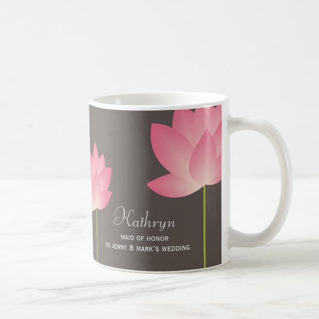 Le lotus rose fleurit tasse de café nuptiale (Droite)