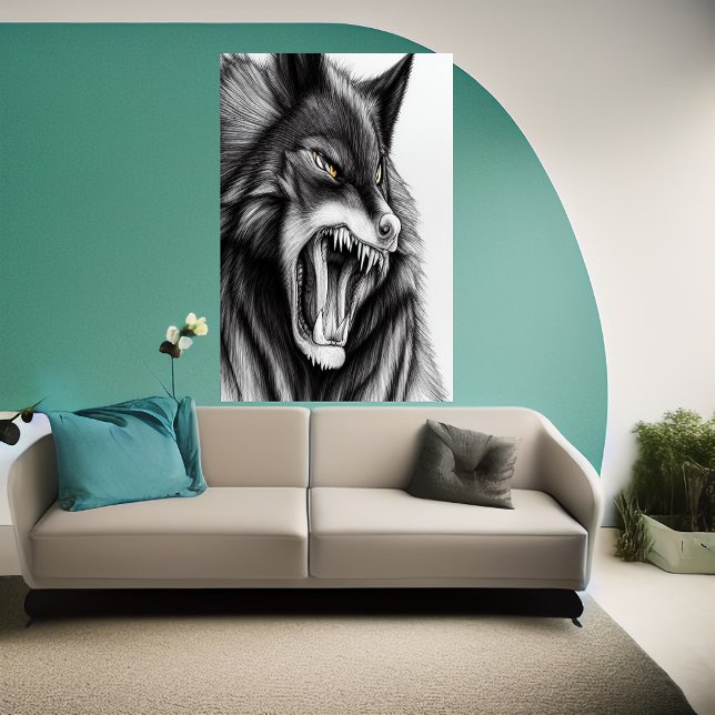 Le loup en colère | AI Art Poster (Créateur téléchargé)