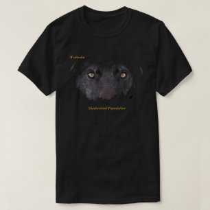 Le loup noir observe le T-shirt des hommes