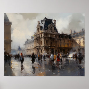 Le Louvre Paris France Paysage Art Imprimer Poster