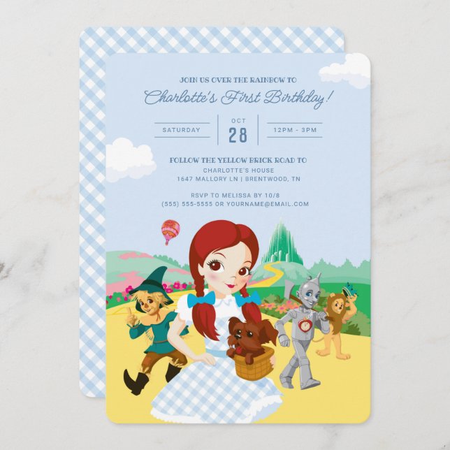 Le magicien d'Oz Invitation d'anniversaire (Devant / Derrière)