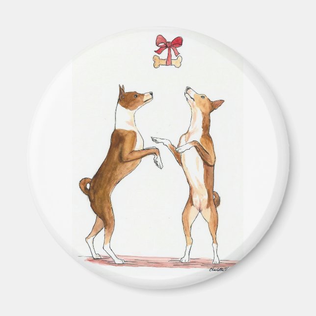 Le magnet de l'art du chien dansant de Basenji (Devant)