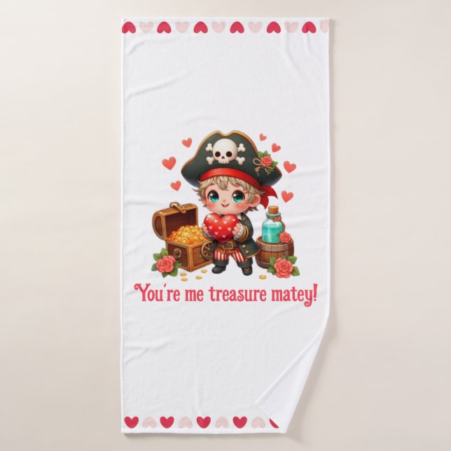 Le magnifique pirate de la Saint Valentin (Serviette de bain)