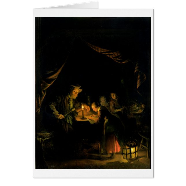 Le maître d'école, 1660-65 (huile sur le panneau) (Devant)