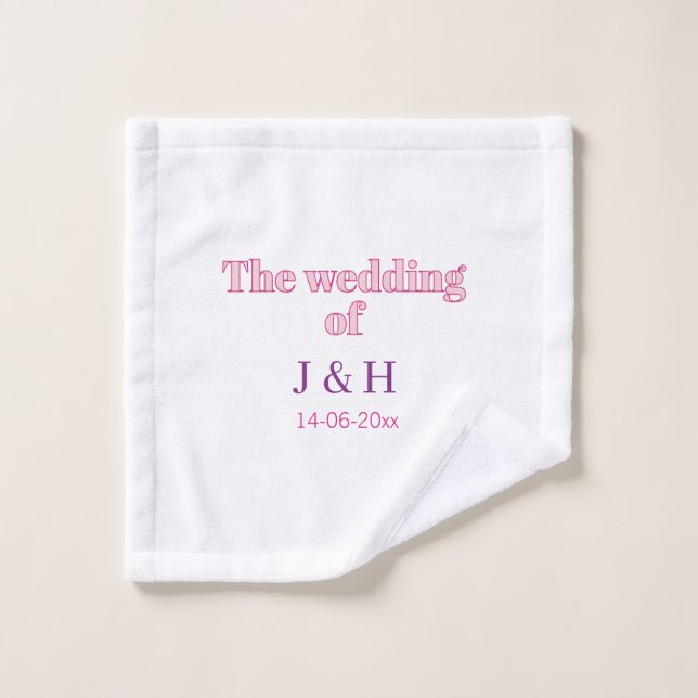 Le mariage de la lettre initiale du nom du couple  (Gant de toilette)