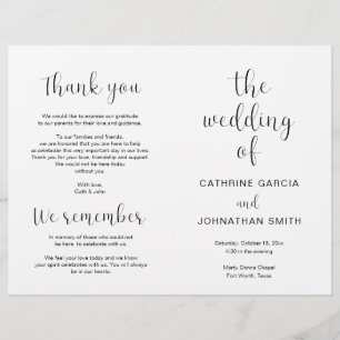 Le mariage de, Programme pliable Mariage moderne