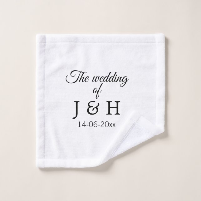 Le mariage du couple nom initiale lettre date (Gant de toilette)