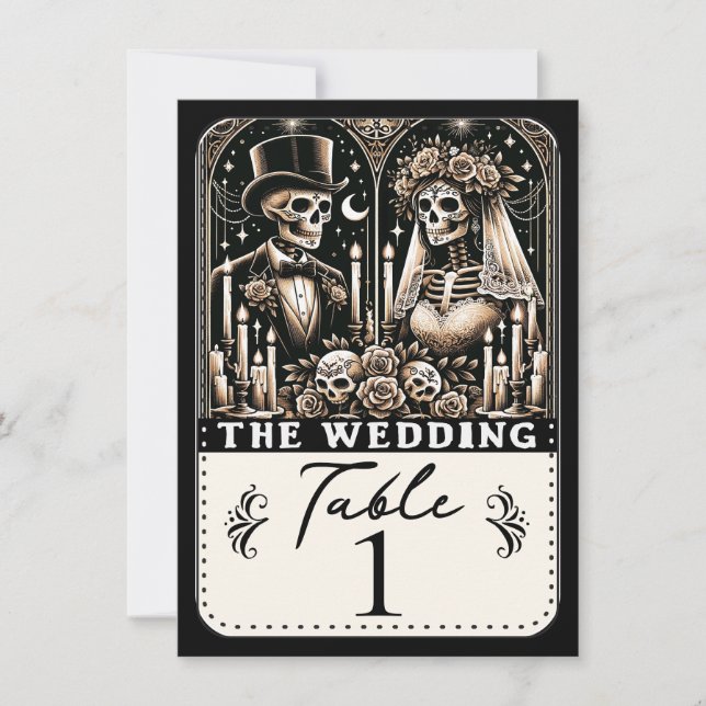 LE MARIAGE Tarot Squelettes Numéro de Table de Mar (Devant)