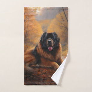 Le Mastiff tibétain en automne les feuilles automn