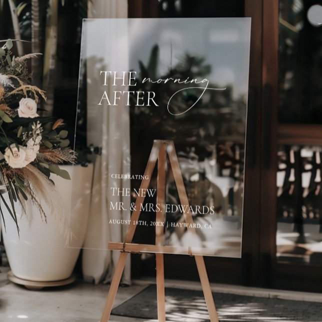 Le matin suivant | Brunch Affiche de bienvenue acr (The Morning After | Brunch Acrylic Welcome Sign)