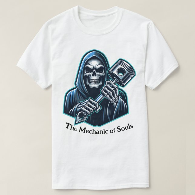 Le mécanicien des âmes" Grim Reaper T-shirt Piston (Design devant)