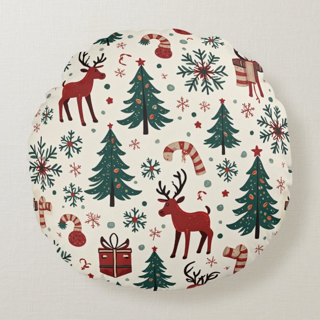 Le Meilleur Coussin Rond de Noël (Devant)