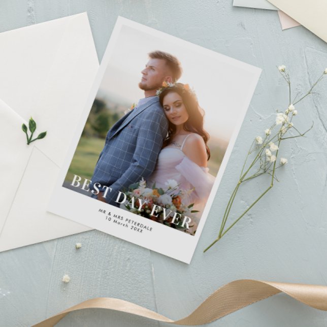 LE MEILLEUR JOUR | carte de mariage merci (Créateur téléchargé)