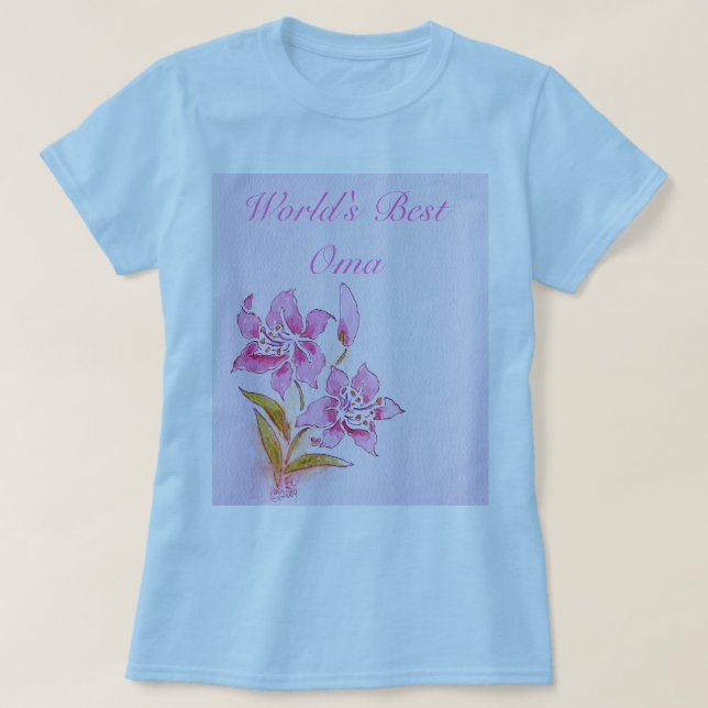 Le meilleur T-shirt rose de lis d'Oma du monde (Design devant)