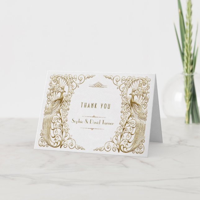 Le Merci de Peacocks Art Déco en or blanc glamour (Devant)