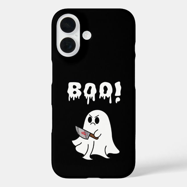 Le mignon fantôme "Boo !" Coque iphone d'Halloween (Verso)