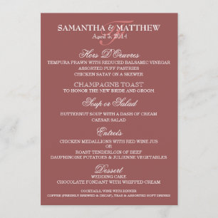 Le modèle de menu de mariage PERSONNALISENT