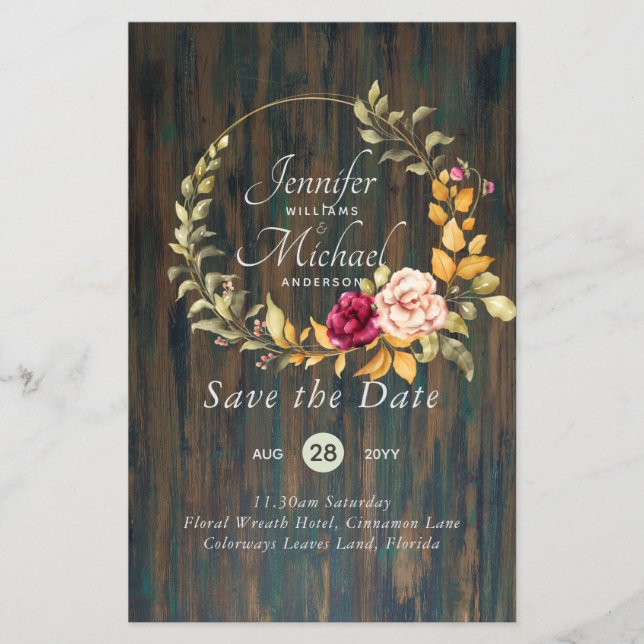 Le moins cher Économisez les dates Floral Wreath B (Devant)
