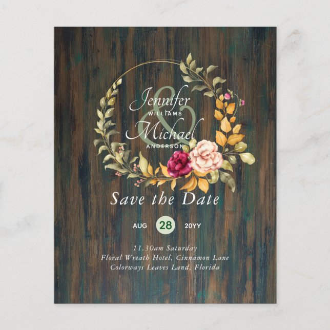 Le moins cher Économisez les dates Floral Wreath B (Devant)