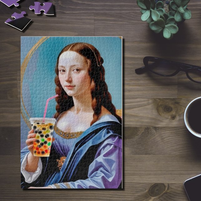 Le moment bubble tea de Mona Lisa – Puzzle de 1014 (Créateur téléchargé)