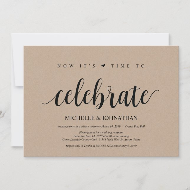 le moment de célébrer les invitations de mariage e (Devant)