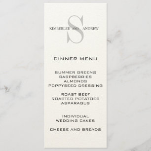 Le monogramme appelle la carte crème de menu de