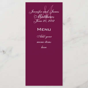 Le monogramme appelle le vin de cartes de menu de