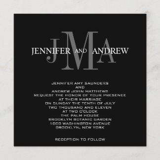 Le monogramme blanc noir appelle des invitations