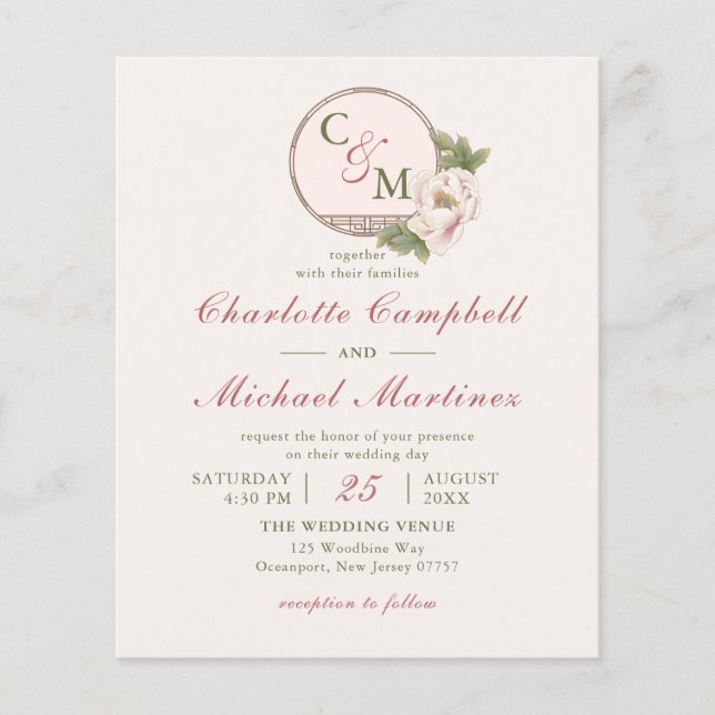 Le Monogramme BUDGÉTAIRE Blush Rose Photo Wedding  (Devant)