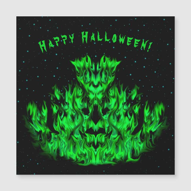 Le Monstre de la flamme verte dans le ciel étoilé (Devant)