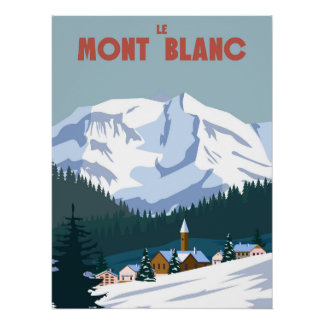 Le Mont Blanc Rétro à poster de la station de ski