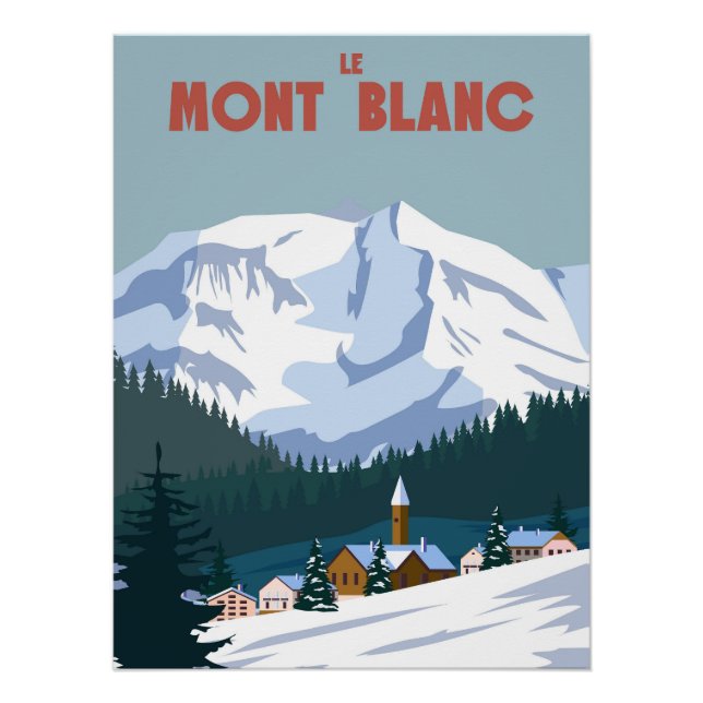 Le Mont Blanc Rétro à poster de la station de ski (Devant)