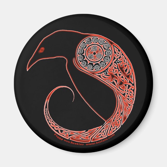 Le Morrigan Raven Celtic nouwork magnet noir (Devant)