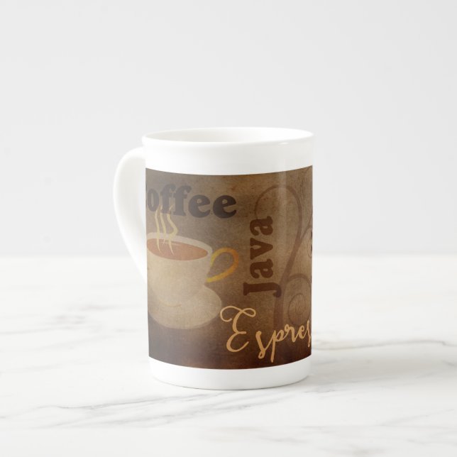 Le mot d'art de l'amoureux du café Bone China Mug (Devant gauche)