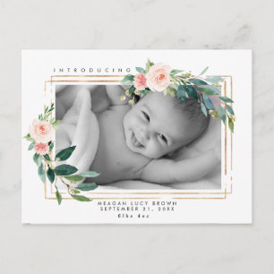 le nouveau bébé rougissent carte postale florale