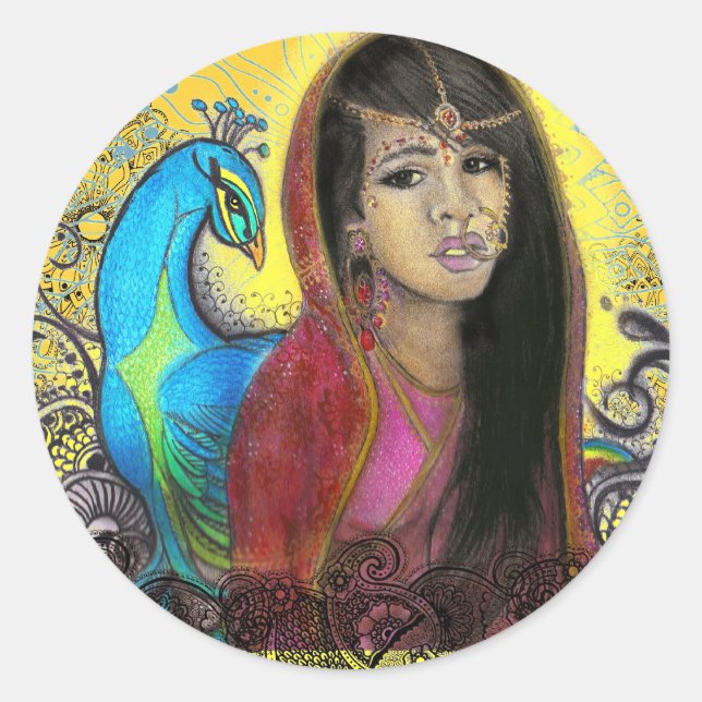 Le paon, autocollant (Devant)