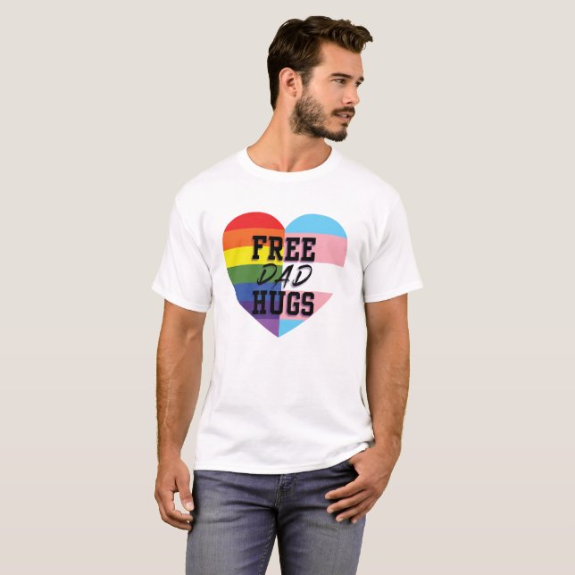Le papa libre étreint le T-shirt de LGBTQ (Devant entier)