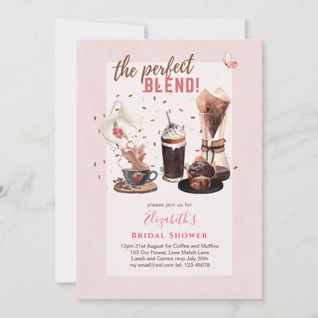 Le parfait mélange BRIDAL DOUCHE Invitations CAFÉ (Devant)