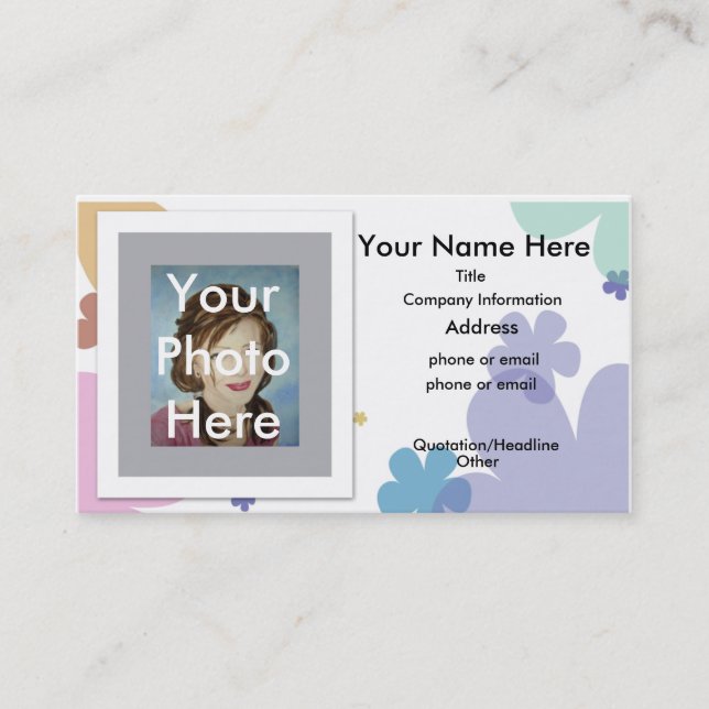 Le pastel de carte de visite fleurit votre photo (Devant)