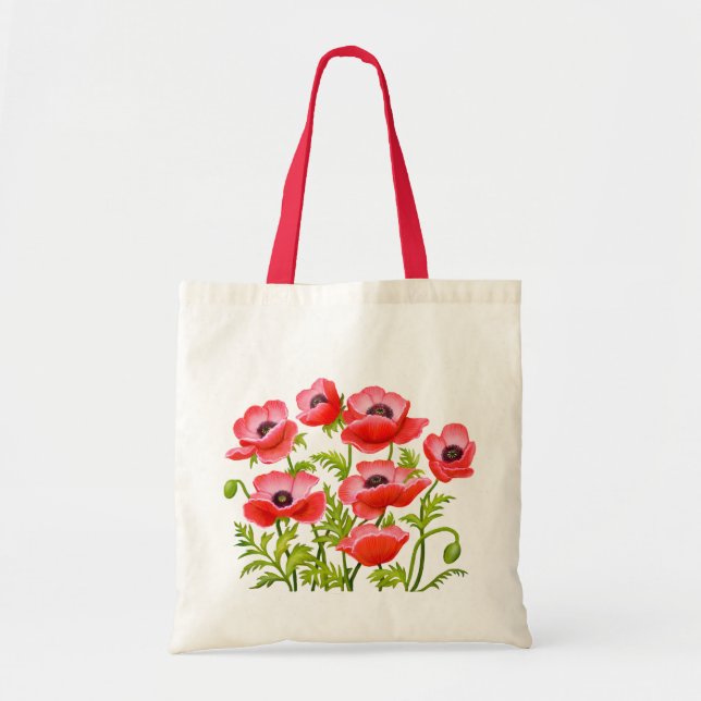 Le pavot cultivé rouge fleurit le sac (Devant)